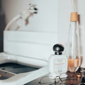 a pair of glasses sitting on top of a counter